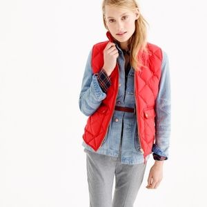 J. Crew Excursion Red Quilted Down Vest S